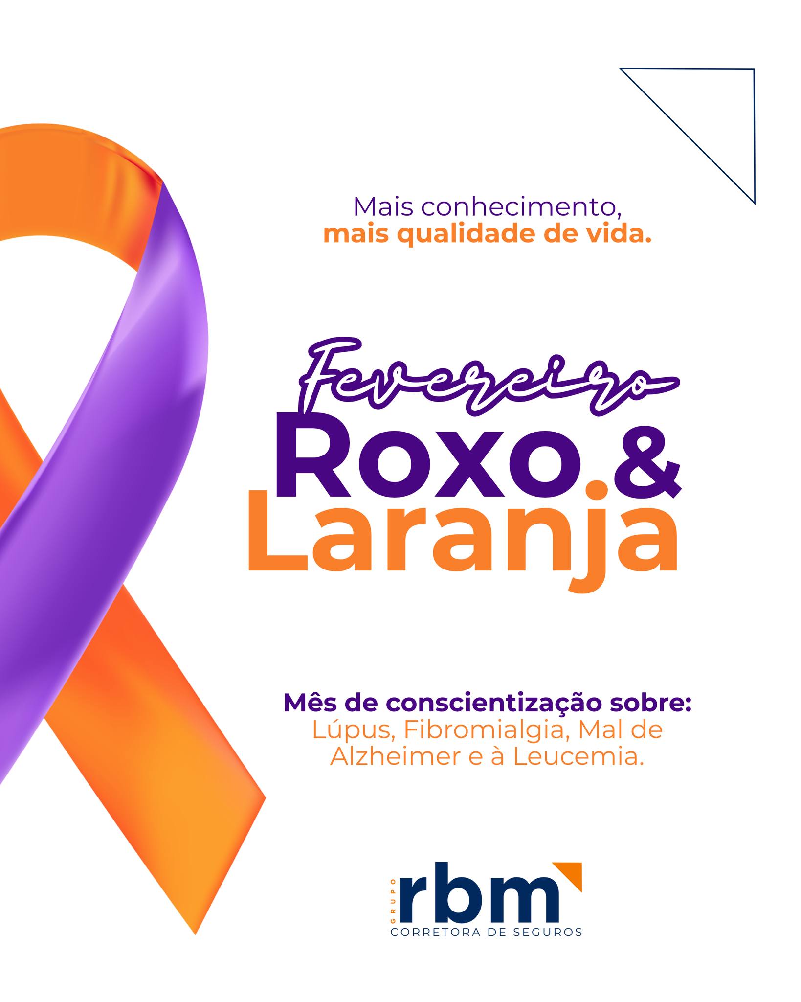 Fevereiro Roxo e Laranja! 💜🧡
Mês de conscientização sobre Lúpus, Fibromialgia e Alzheimer (Roxo) e Leucemia (Laranja).
Informar, apoiar e incentivar o diagnóstico precoce são atitudes que fazem a diferença.
Juntos, promovemos empatia, cuidado e mais qualidade de vida.